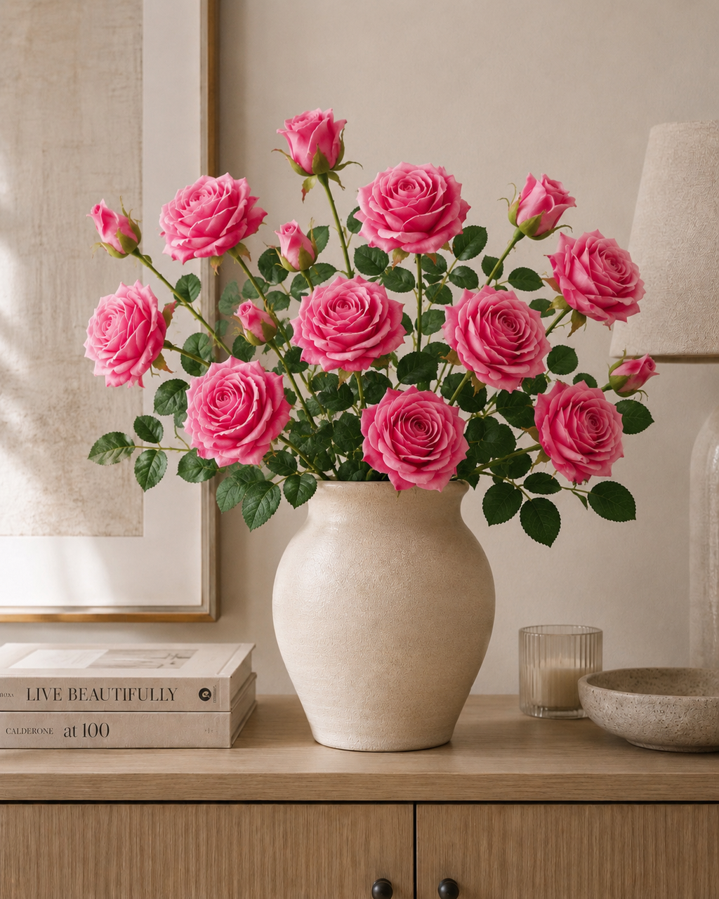 Pink Rose & Bud